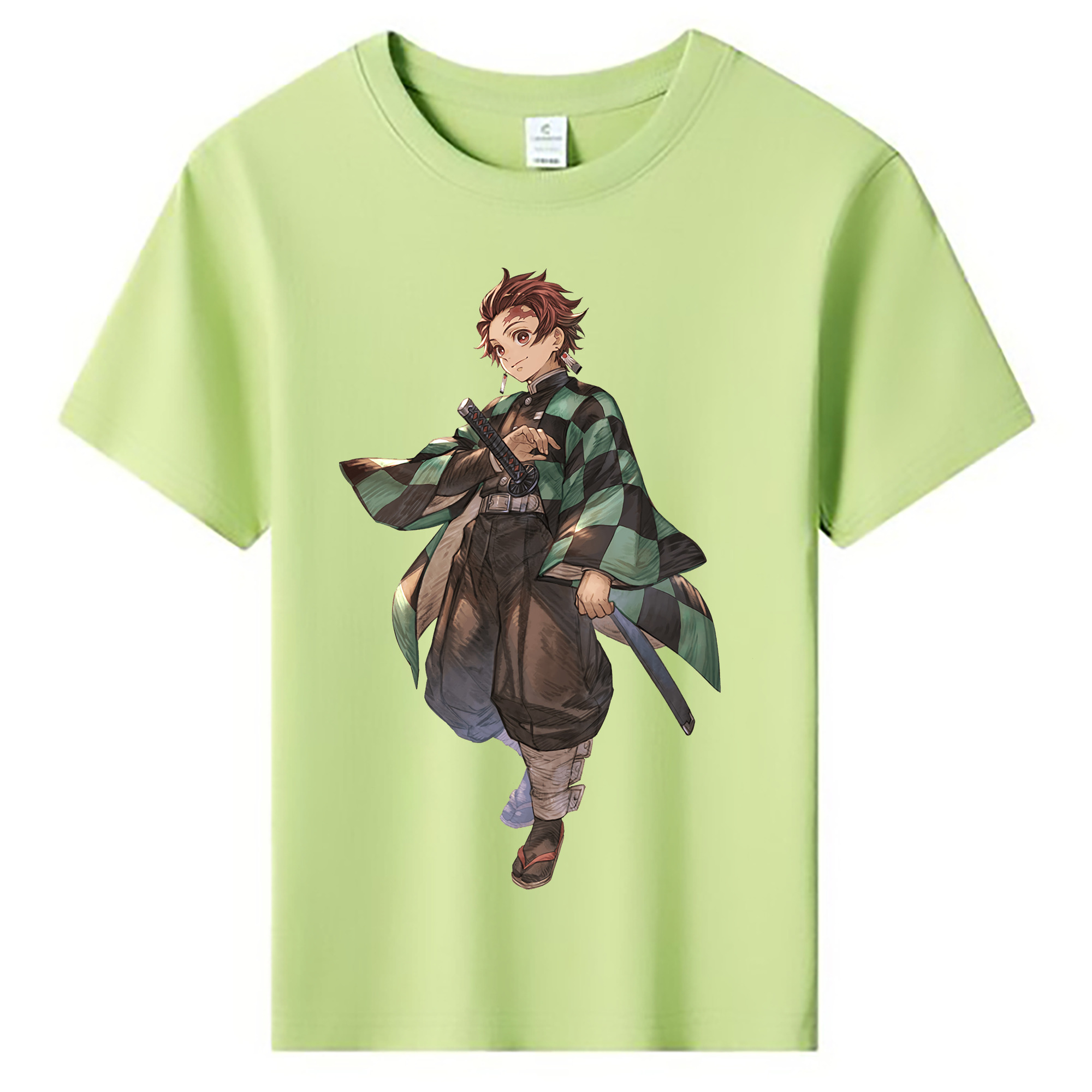（画像用） 鬼滅の刃 竈門 炭治郎／かまど たんじろう Kamado Tanjirou 綿100％キッズTシャツ（フロントプリント）